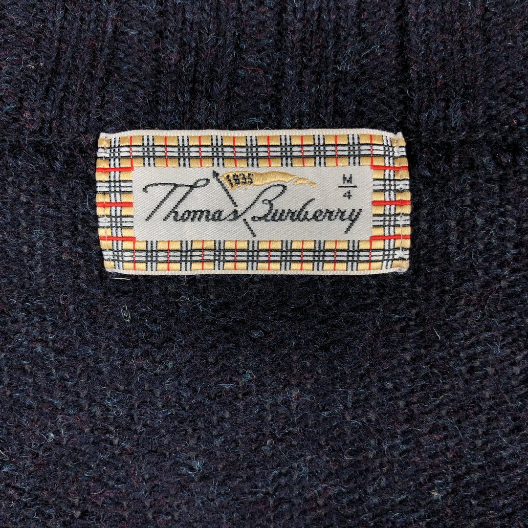 Burberry's Thomas Burberry Driver's Knit Sweater, Men's Size M wool navy blue type Vintage Second Hand