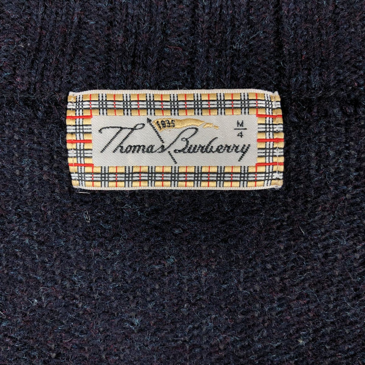 Burberry's Thomas Burberry Driver's Knit Sweater, Men's Size M wool navy blue type Vintage Second Hand