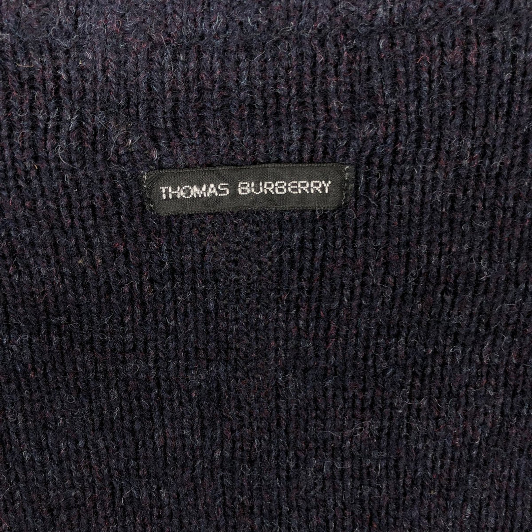 Burberry's Thomas Burberry Driver's Knit Sweater, Men's Size M wool navy blue type Vintage Second Hand