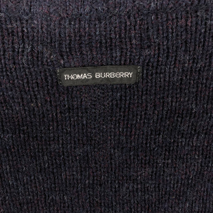 Burberry's Thomas Burberry Driver's Knit Sweater, Men's Size M wool navy blue type Vintage Second Hand