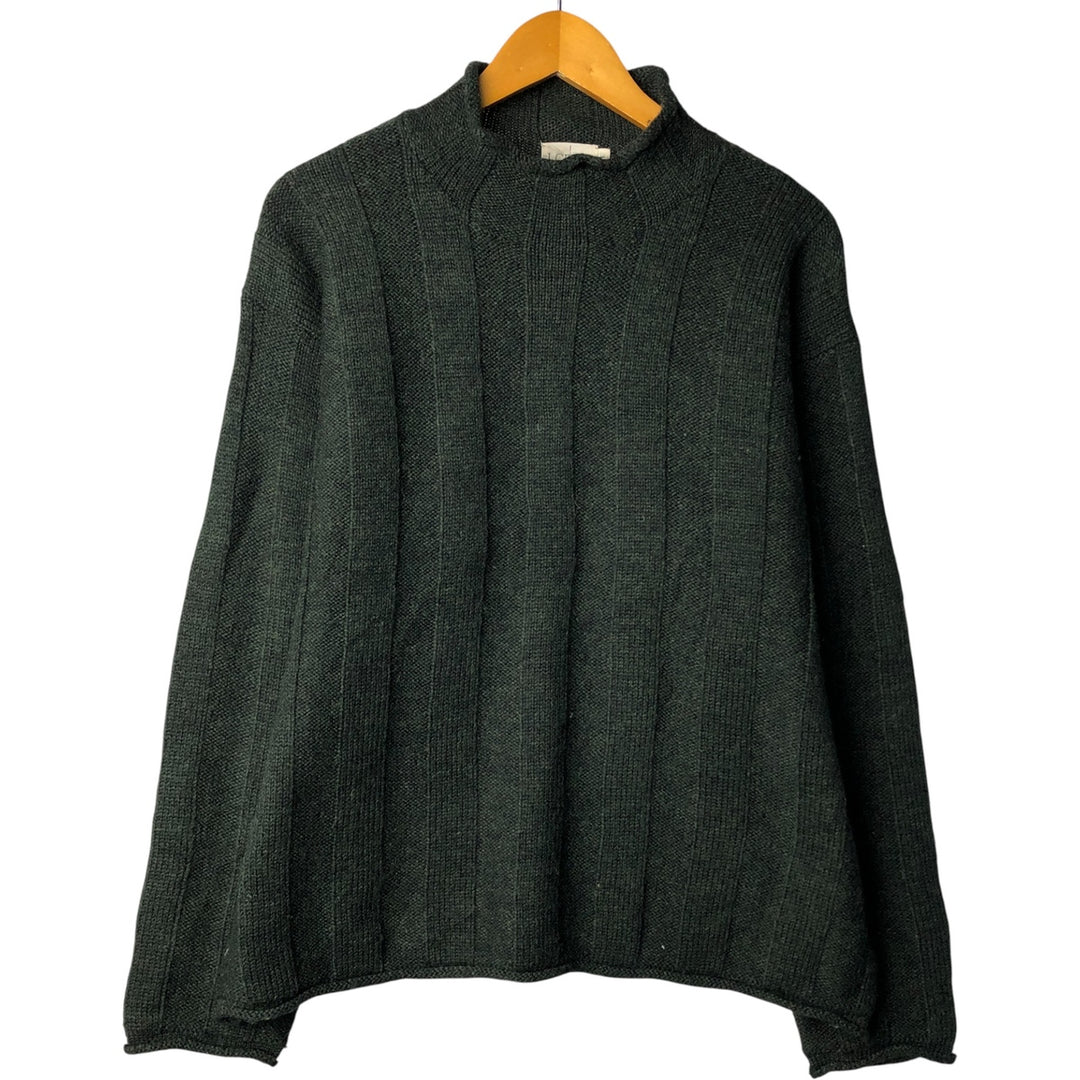 90'S J.Crew roll neck wool knit sweater, men's size M, vintage wool Green type dark green Vintage Second Hand