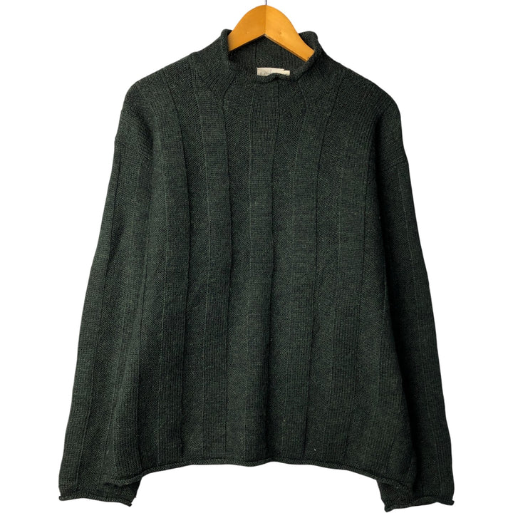 90'S J.Crew roll neck wool knit sweater, men's size M, vintage wool Green type dark green Vintage Second Hand