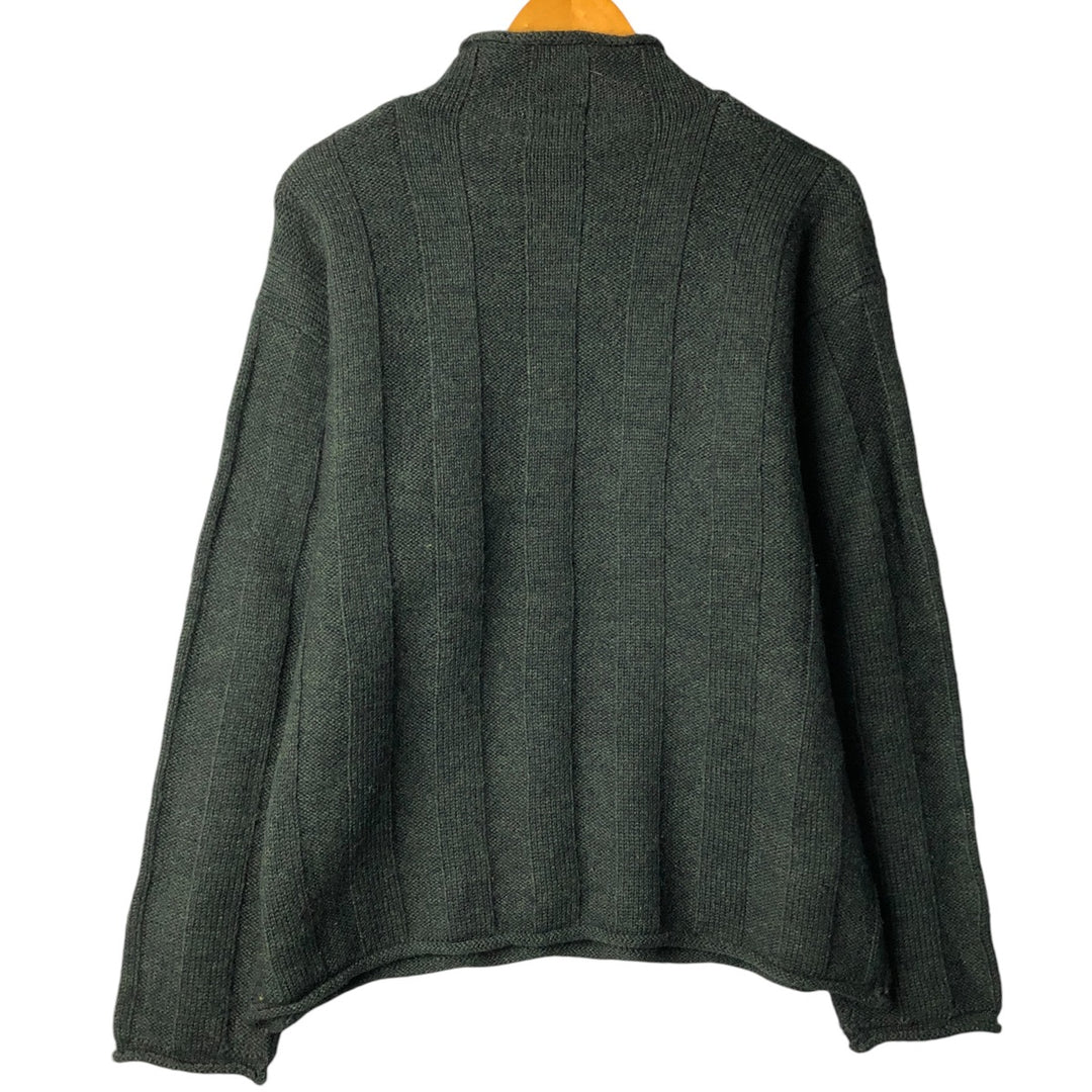 90'S J.Crew roll neck wool knit sweater, men's size M, vintage wool Green type dark green Vintage Second Hand