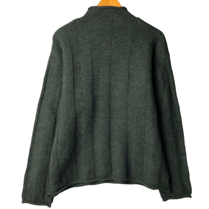 90'S J.Crew roll neck wool knit sweater, men's size M, vintage wool Green type dark green Vintage Second Hand