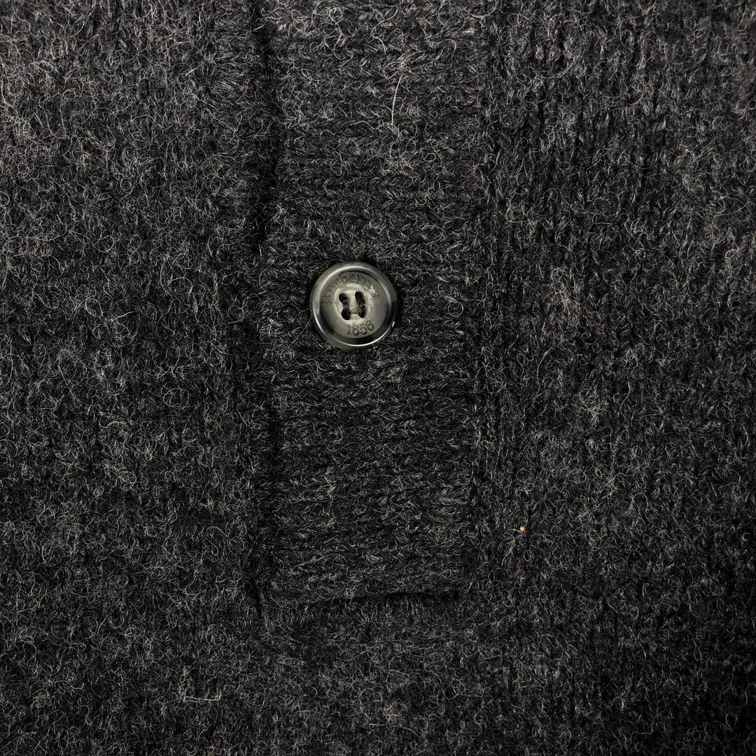Burberry's BURBERRYS OF LONDON polo knit sweater, men's size XL wool Charcoal Vintage Second Hand