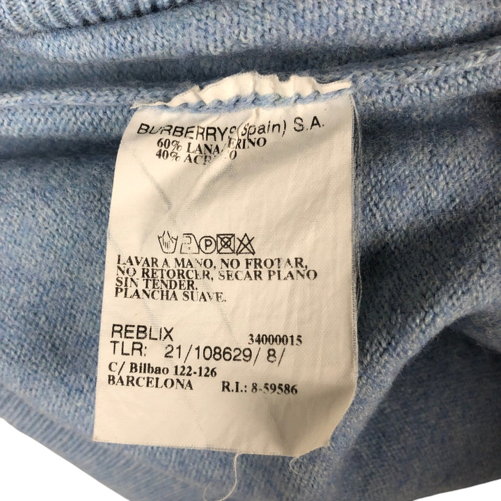 Burberry's BURBERRYS OF LONDON merino wool knit sweater, men's size L Merino wool Blue type light blue Vintage Second Hand