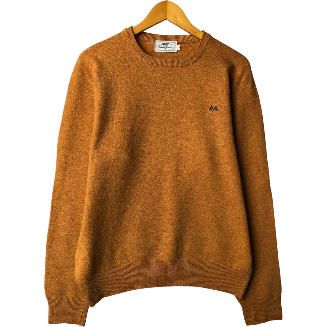 Burberry's Thomas Burberry Lambswool Knit Sweater, Made in Spain, Men's Size L Lamb wool brown type Vintage Second Hand