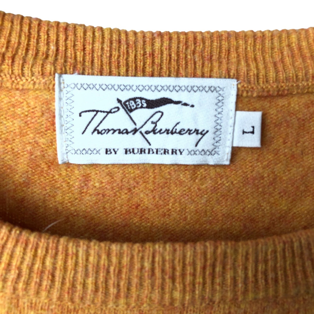 Burberry's Thomas Burberry Lambswool Knit Sweater, Made in Spain, Men's Size L Lamb wool brown type Vintage Second Hand