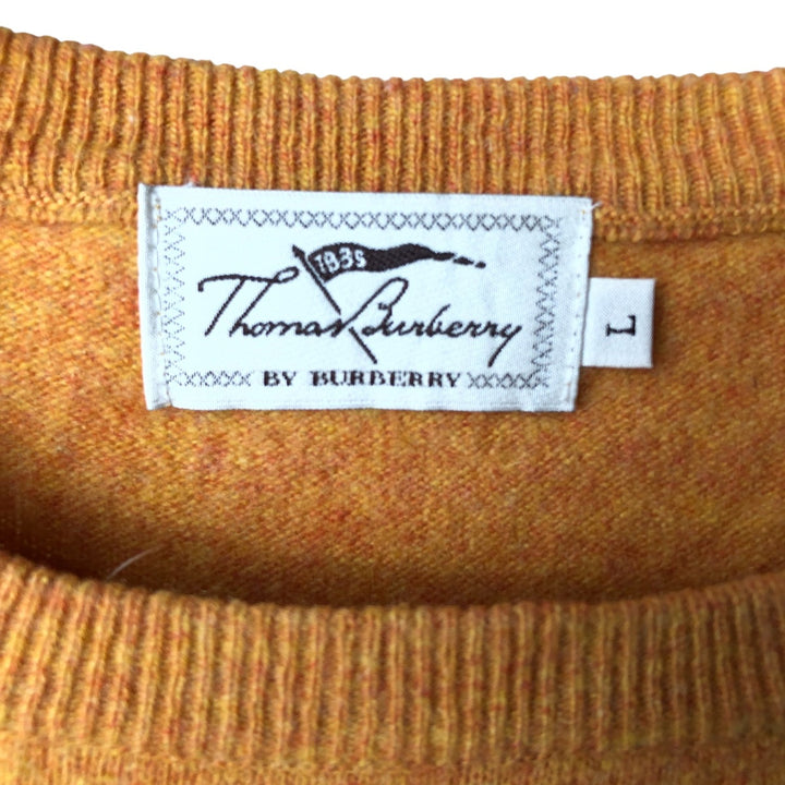 Burberry's Thomas Burberry Lambswool Knit Sweater, Made in Spain, Men's Size L Lamb wool brown type Vintage Second Hand