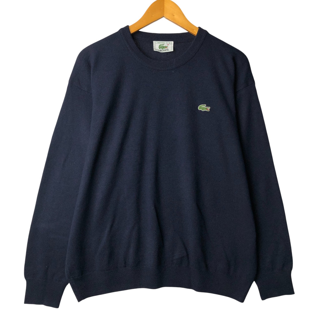 Vintage 1980'S Lacoste acrylic and wool knit sweater, Made in Spain, Size 6, Men's XL wool navy blue type Vintage Second Hand