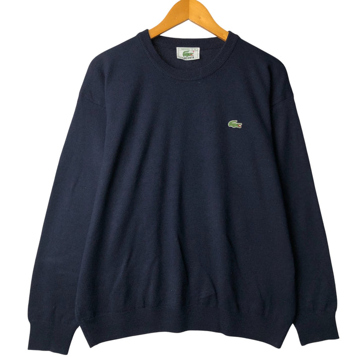 Vintage 1980'S Lacoste acrylic and wool knit sweater, Made in Spain, Size 6, Men's XL wool navy blue type Vintage Second Hand