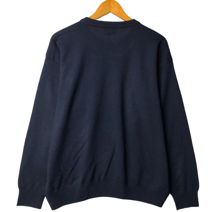 Vintage 1980'S Lacoste acrylic and wool knit sweater, Made in Spain, Size 6, Men's XL wool navy blue type Vintage Second Hand