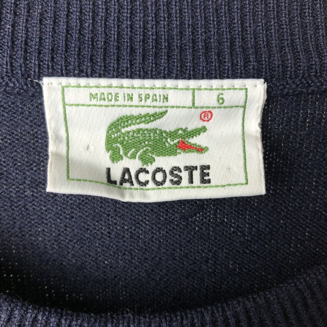 Vintage 1980'S Lacoste acrylic and wool knit sweater, Made in Spain, Size 6, Men's XL wool navy blue type Vintage Second Hand