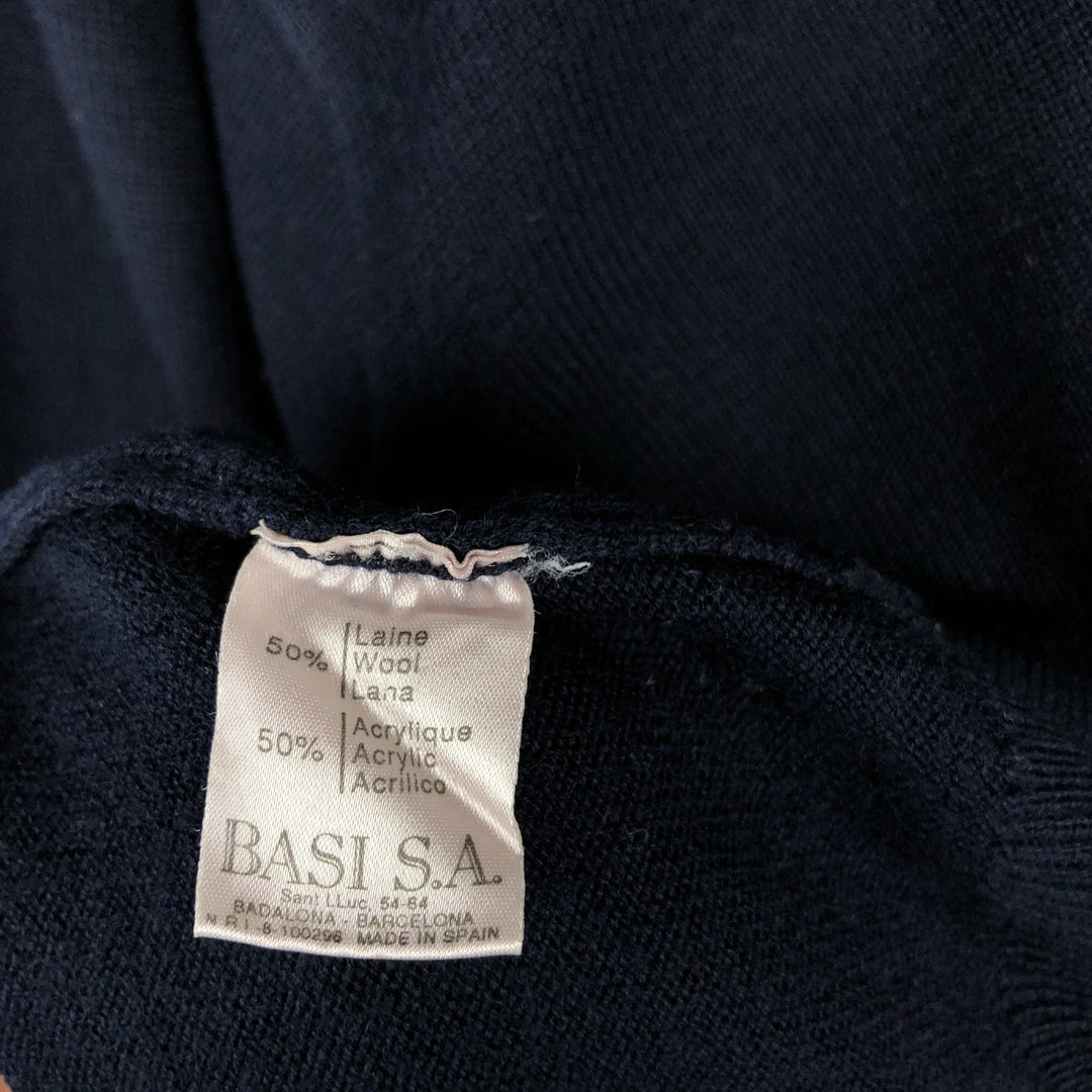 Vintage 1980'S Lacoste acrylic and wool knit sweater, Made in Spain, Size 6, Men's XL wool navy blue type Vintage Second Hand