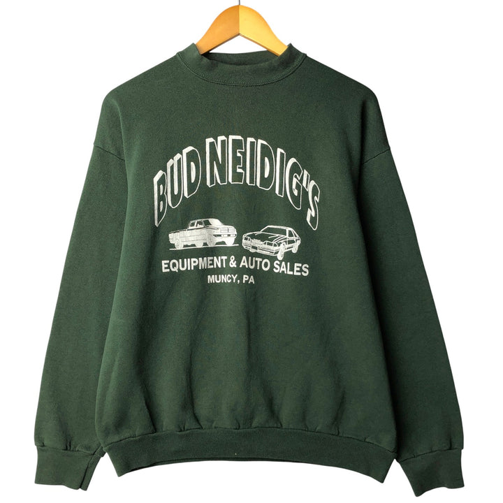 Vintage 90'S Tultex printed sweatshirt, USA made, men's size L. cotton Green type dark green Vintage Second Hand