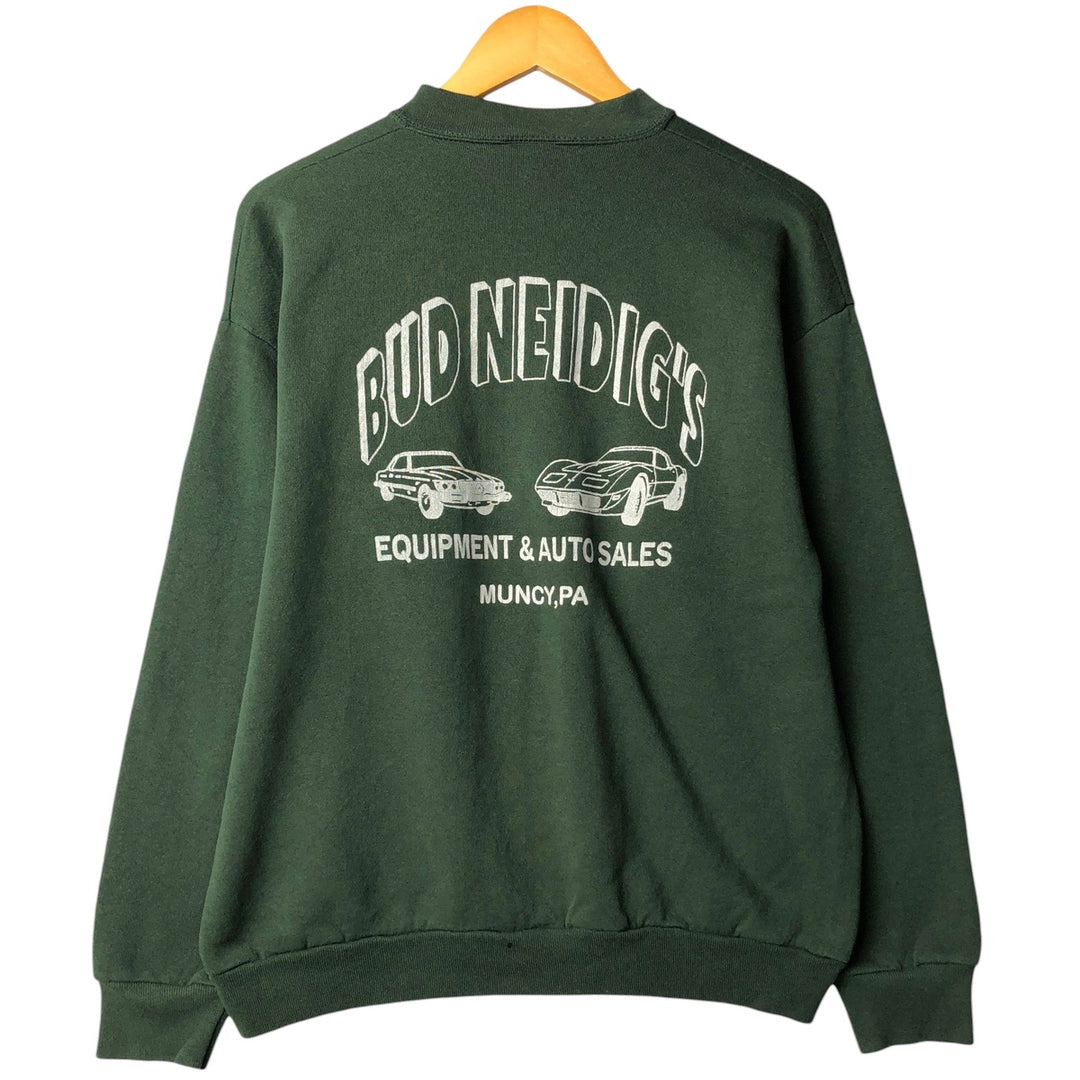Vintage 90'S Tultex printed sweatshirt, USA made, men's size L. cotton Green type dark green Vintage Second Hand