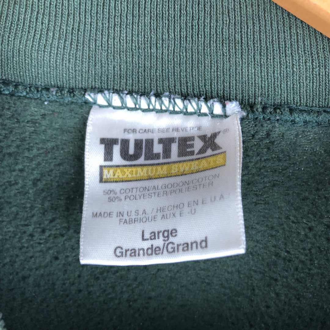 Vintage 90'S Tultex printed sweatshirt, USA made, men's size L. cotton Green type dark green Vintage Second Hand