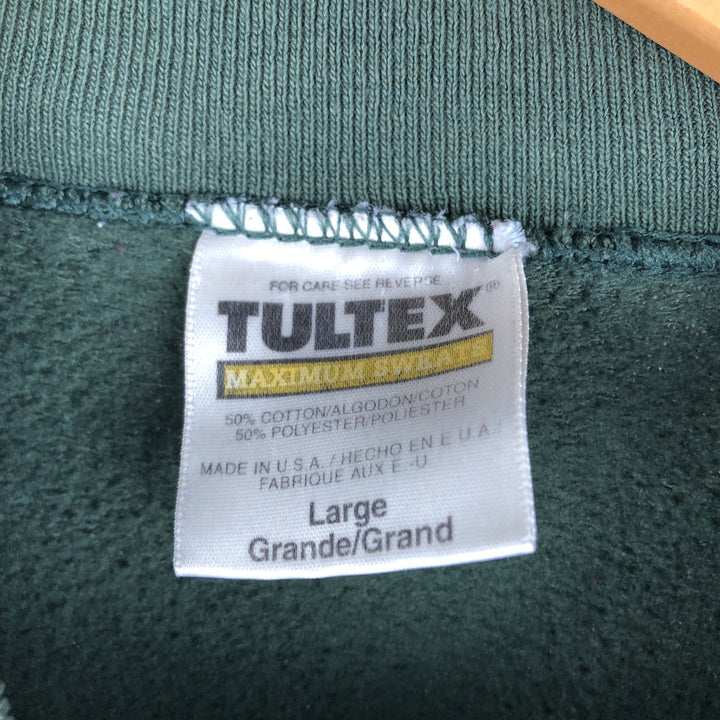 Vintage 90'S Tultex printed sweatshirt, USA made, men's size L. cotton Green type dark green Vintage Second Hand