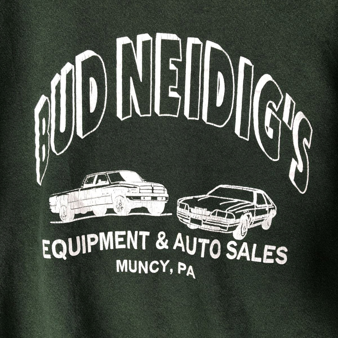 Vintage 90'S Tultex printed sweatshirt, USA made, men's size L. cotton Green type dark green Vintage Second Hand
