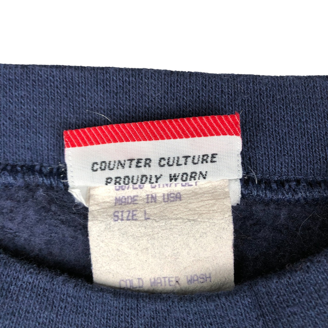 Counter Culture Print Sweatshirt, Made in USA, Men's Size L unclear Navy blue Vintage Second Hand