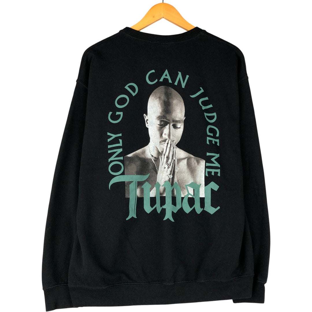 2pac Rap Sweatshirt, Men's Size L cotton black type Vintage Second Hand
