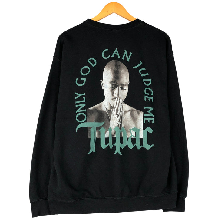 2pac Rap Sweatshirt, Men's Size L cotton black type Vintage Second Hand