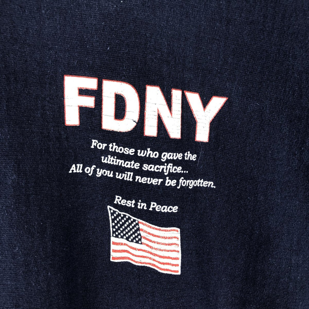 LIBERTY FDNY Stars and Stripes Print Sweatshirt, Men's Size L cotton navy blue type Vintage Second Hand