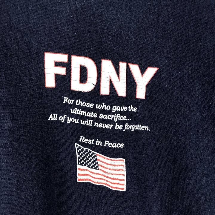 LIBERTY FDNY Stars and Stripes Print Sweatshirt, Men's Size L cotton navy blue type Vintage Second Hand