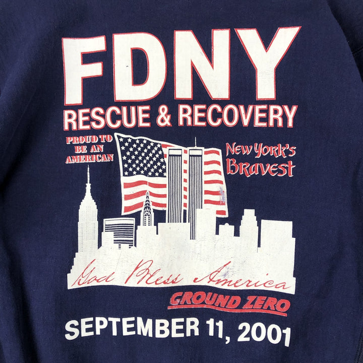 LIBERTY FDNY Stars and Stripes Print Sweatshirt, Men's Size L cotton navy blue type Vintage Second Hand