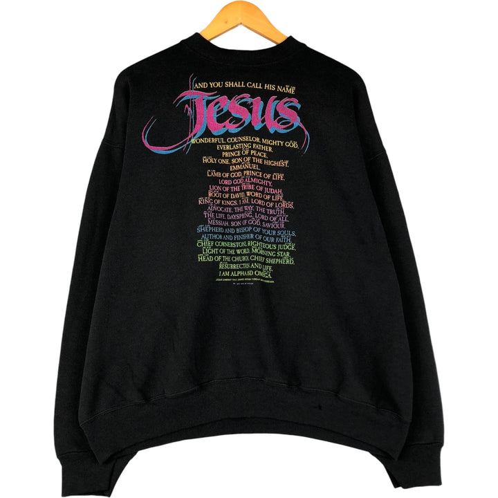 Vintage 90'S Tultex Jesus Christ print sweatshirt, size XL, men's unclear black type Vintage Second Hand
