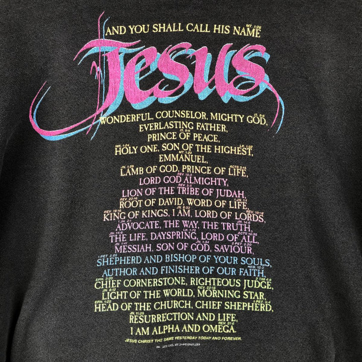 Vintage 90'S Tultex Jesus Christ print sweatshirt, size XL, men's unclear black type Vintage Second Hand