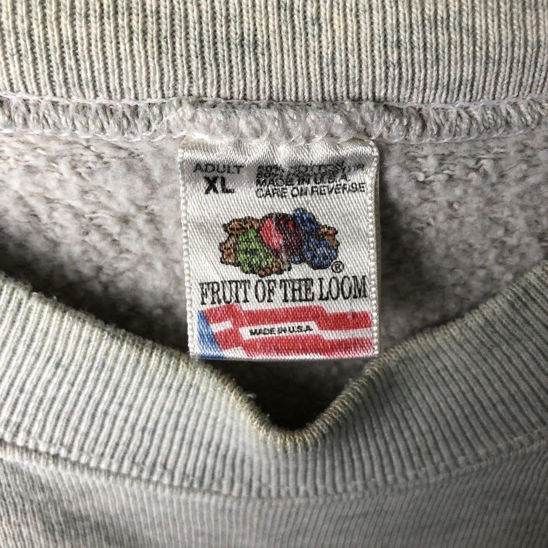 90'S Fruit of the Loom printed sweatshirt, made in the USA, men's XL size, vintage cotton gray type Vintage Second Hand
