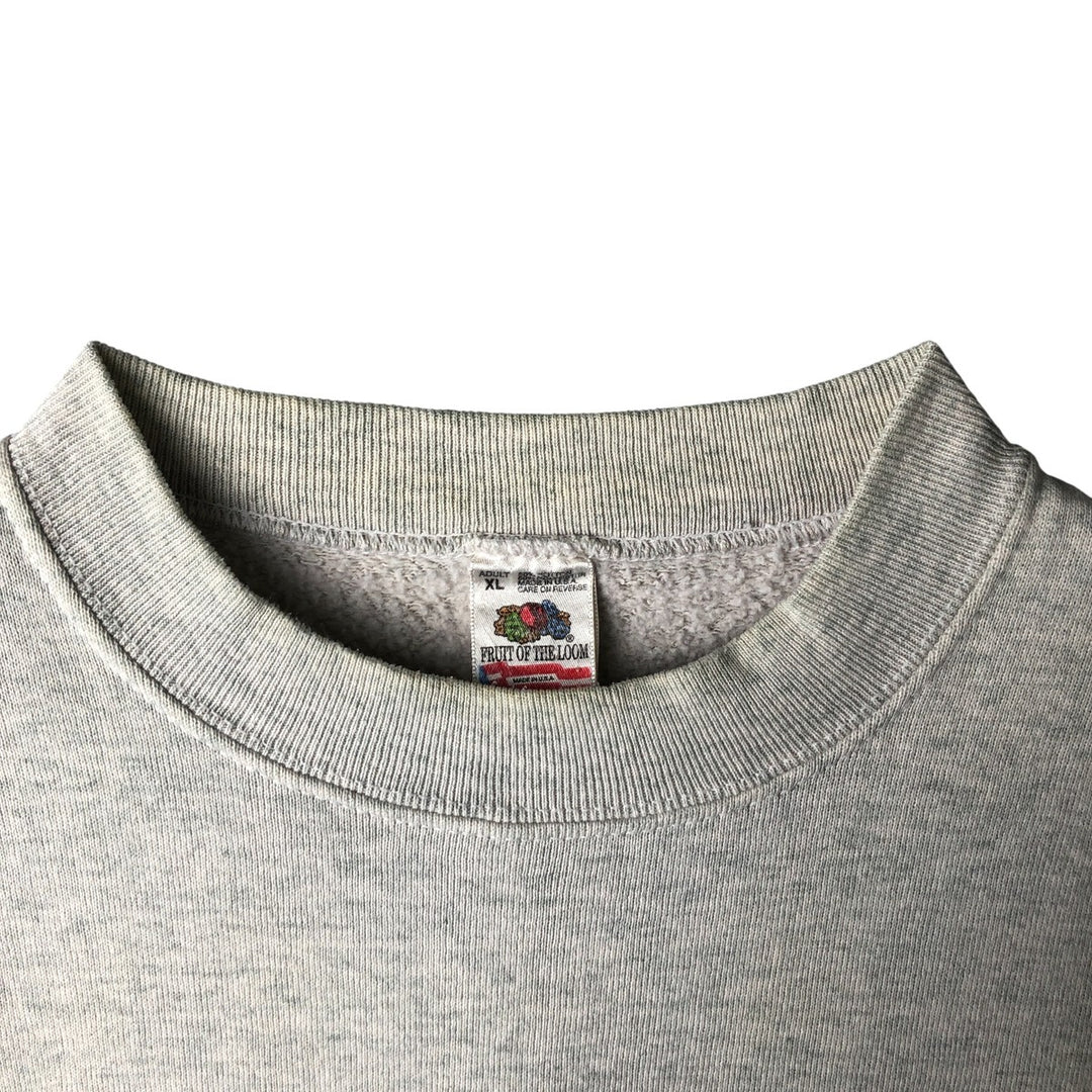 90'S Fruit of the Loom printed sweatshirt, made in the USA, men's XL size, vintage cotton gray type Vintage Second Hand