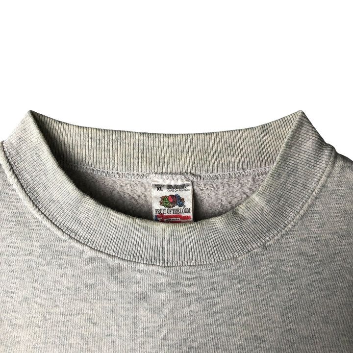90'S Fruit of the Loom printed sweatshirt, made in the USA, men's XL size, vintage cotton gray type Vintage Second Hand