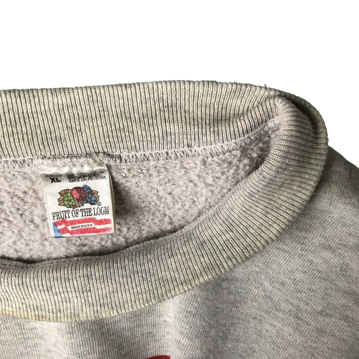 90'S Fruit of the Loom printed sweatshirt, made in the USA, men's XL size, vintage cotton gray type Vintage Second Hand