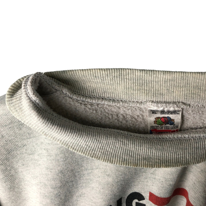 90'S Fruit of the Loom printed sweatshirt, made in the USA, men's XL size, vintage cotton gray type Vintage Second Hand