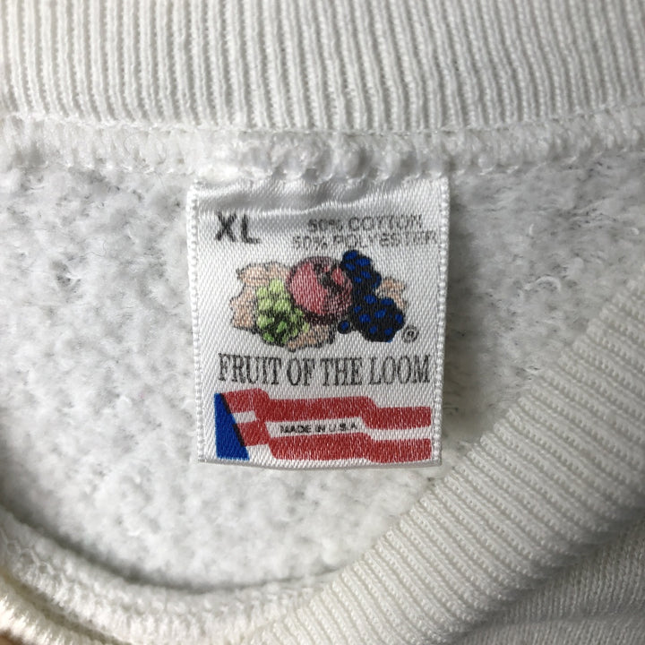 Vintage 90'S Fruit of the Loom souvenir print sweatshirt, made in the USA, men's size XL cotton white type Vintage Second Hand