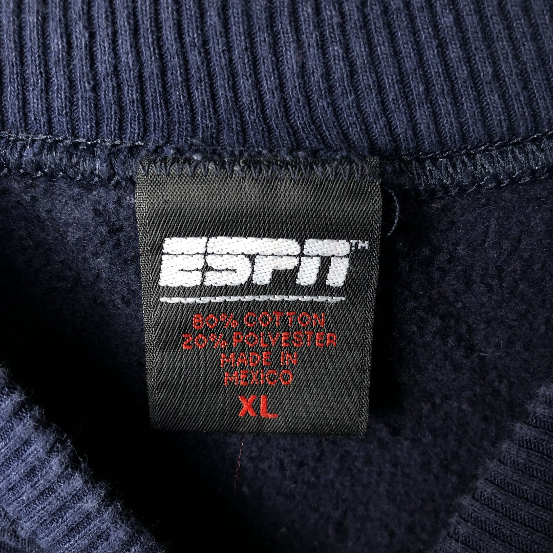 ESPN Print Sweatshirt, Men's XL cotton navy blue type Vintage Second Hand
