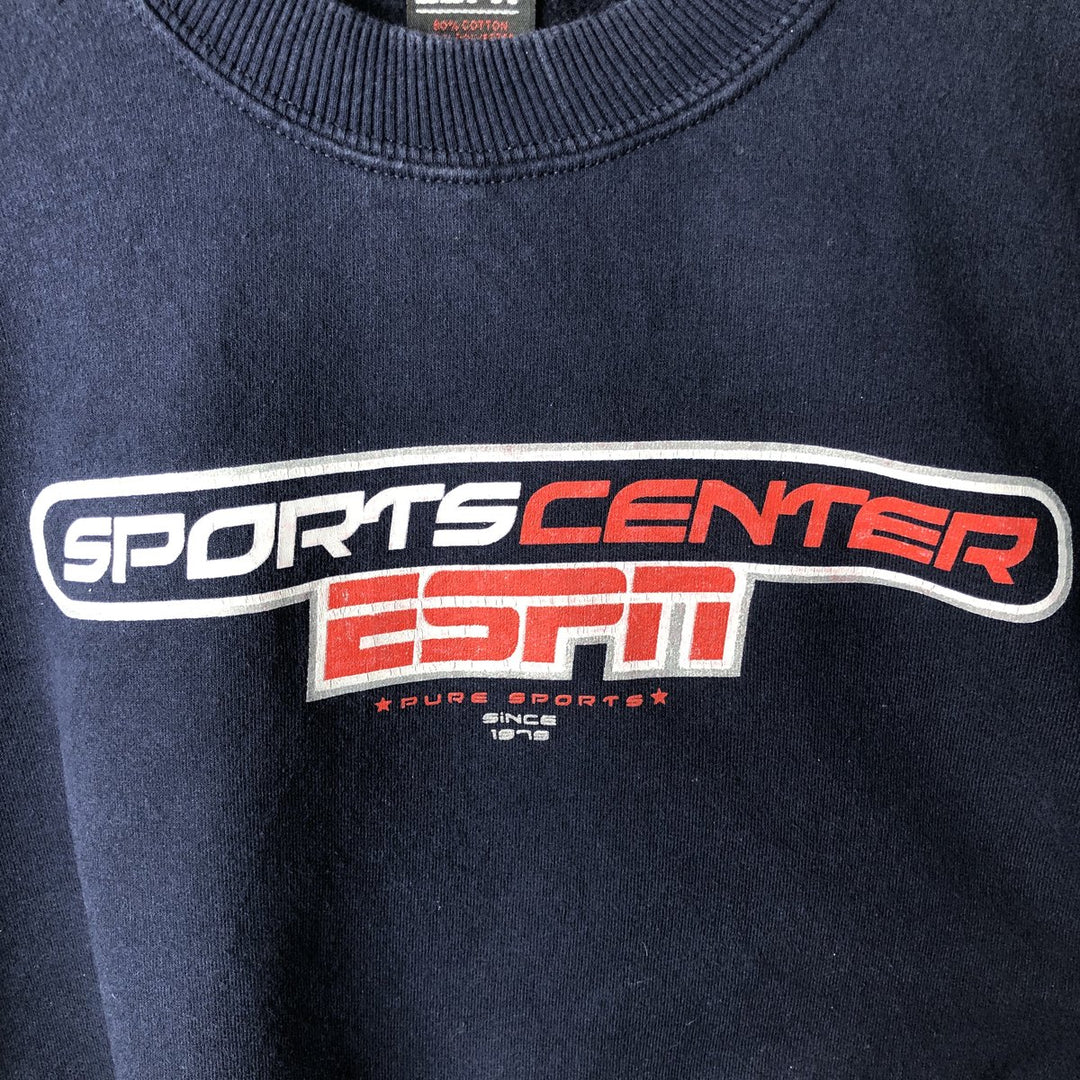 ESPN Print Sweatshirt, Men's XL cotton navy blue type Vintage Second Hand