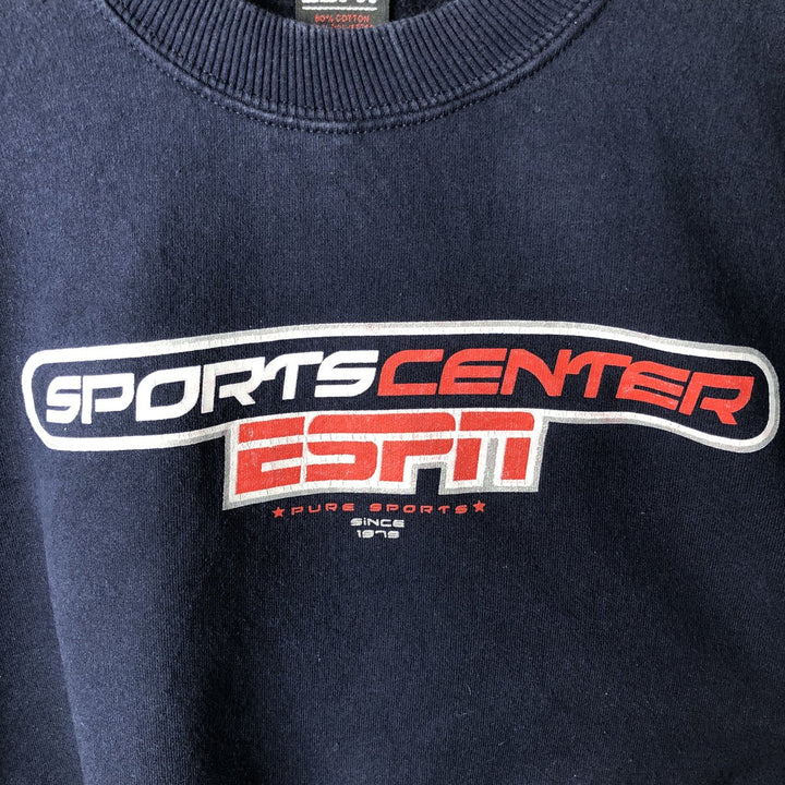 ESPN Print Sweatshirt, Men's XL cotton navy blue type Vintage Second Hand