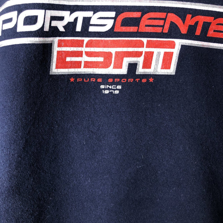 ESPN Print Sweatshirt, Men's XL cotton navy blue type Vintage Second Hand