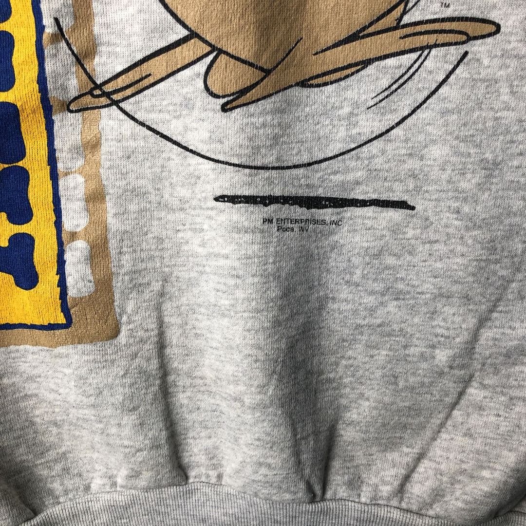 90'S EM College Character Sweatshirt, Made in USA, Men's XL, Vintage cotton gray type Vintage Second Hand