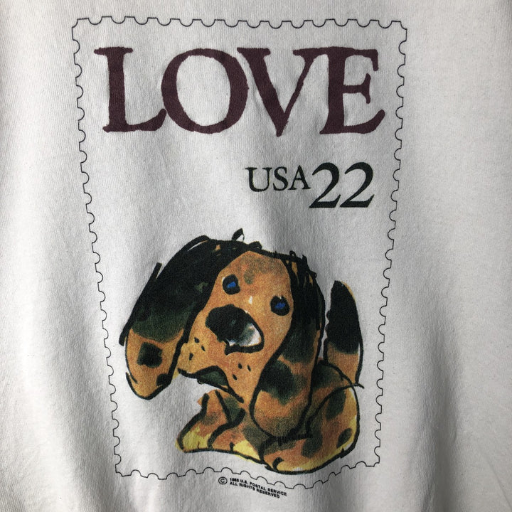 Vintage 90'S printed sweatshirt, size L, men's unclear white type Vintage Second Hand