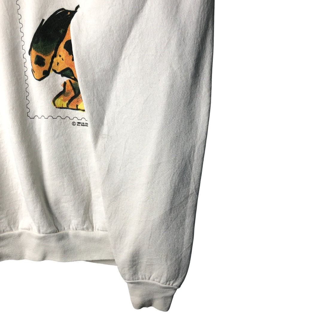 Vintage 90'S printed sweatshirt, size L, men's unclear white type Vintage Second Hand