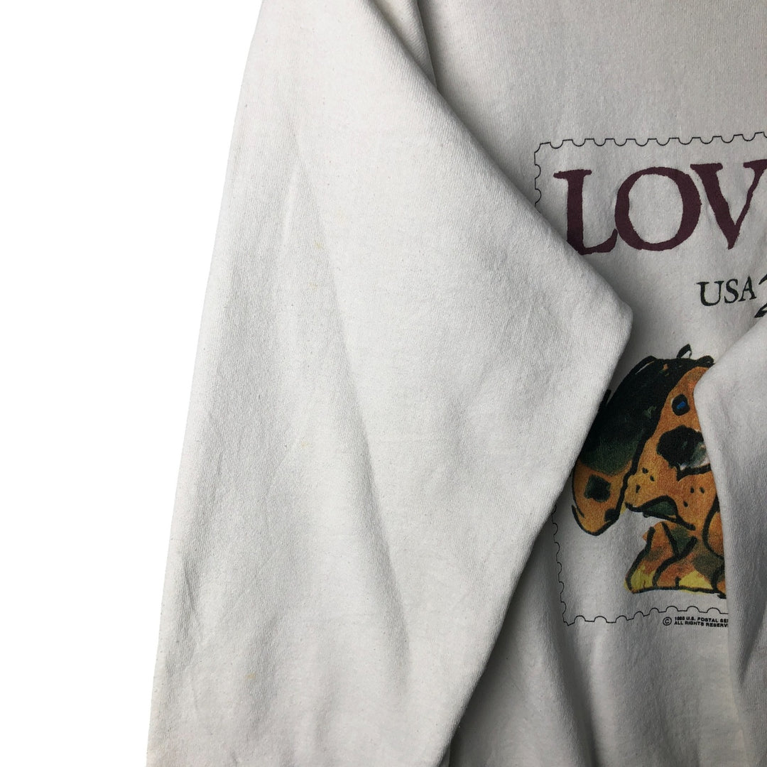 Vintage 90'S printed sweatshirt, size L, men's unclear white type Vintage Second Hand