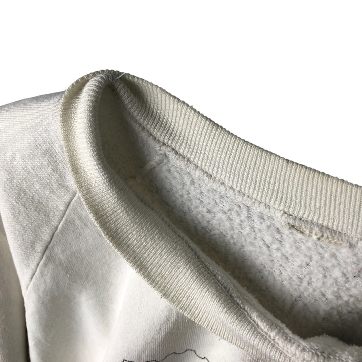 Vintage 90'S printed sweatshirt, size L, men's unclear white type Vintage Second Hand