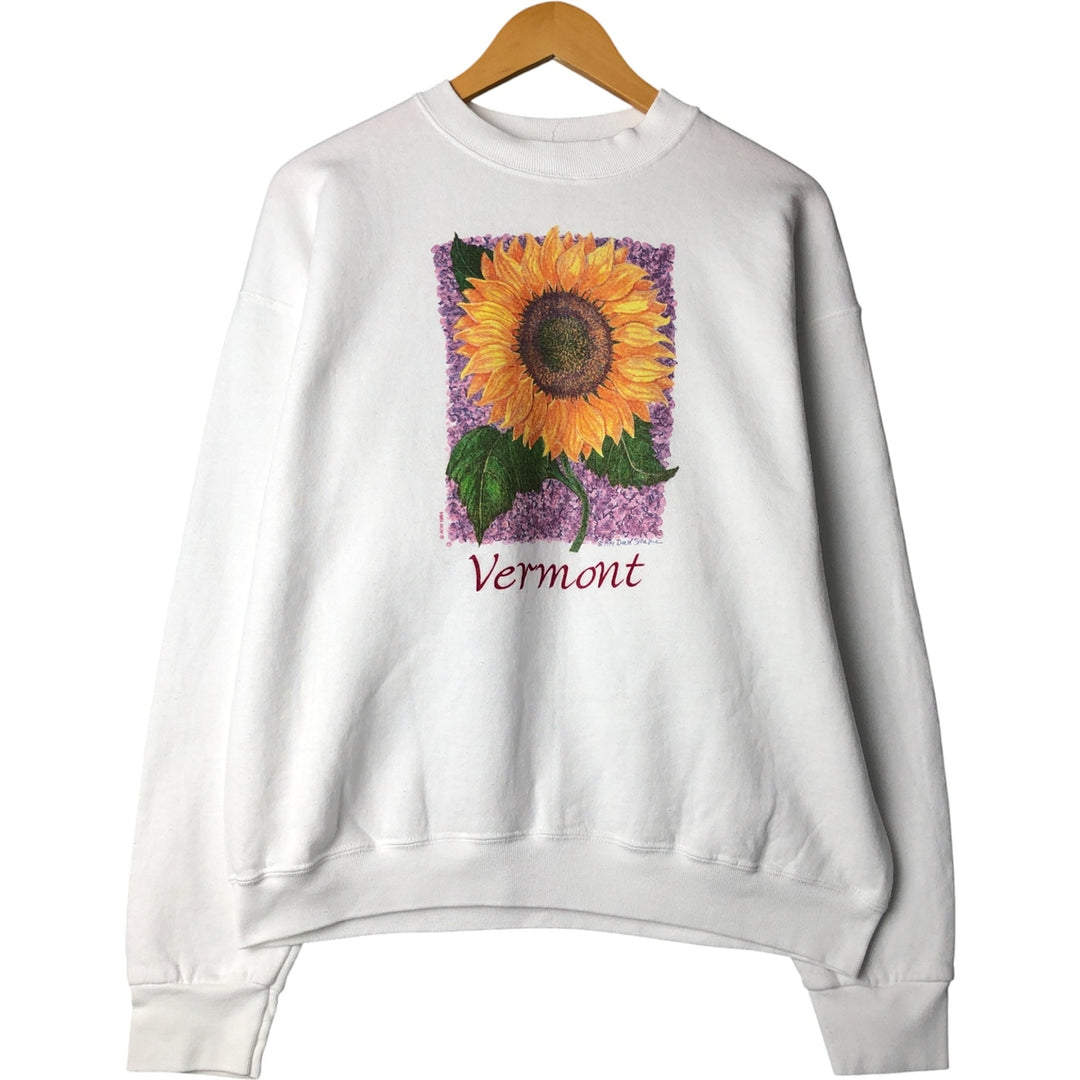 Vintage 90'S Fruit of the Loom floral print sweatshirt, made in the USA, men's size XL cotton white type Vintage Second Hand
