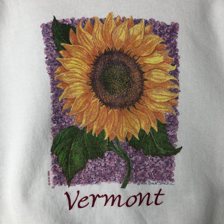 Vintage 90'S Fruit of the Loom floral print sweatshirt, made in the USA, men's size XL cotton white type Vintage Second Hand