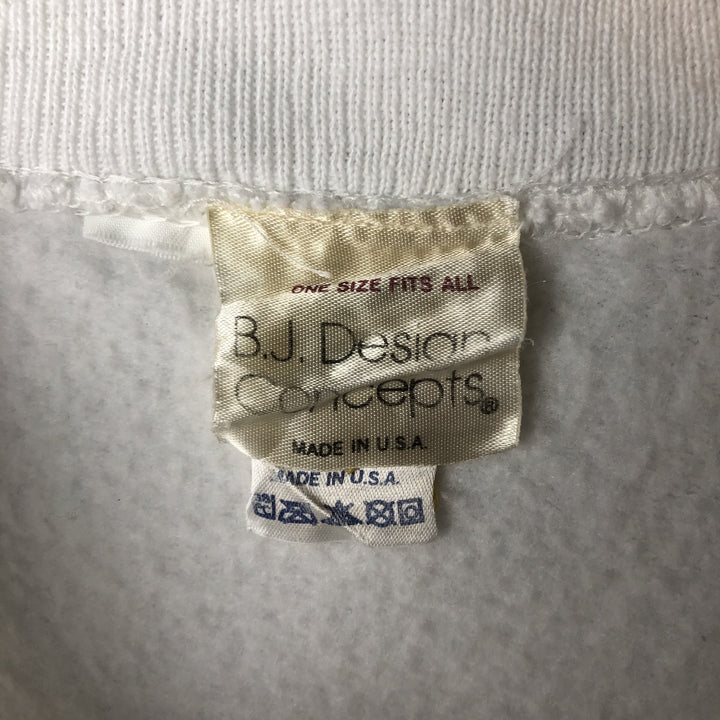 Vintage 90'S BJ Design Concepts Art Print Sweatshirt, Made in USA, Men's Size L cotton white type Vintage Second Hand