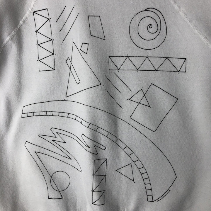 Vintage 90'S BJ Design Concepts Art Print Sweatshirt, Made in USA, Men's Size L cotton white type Vintage Second Hand